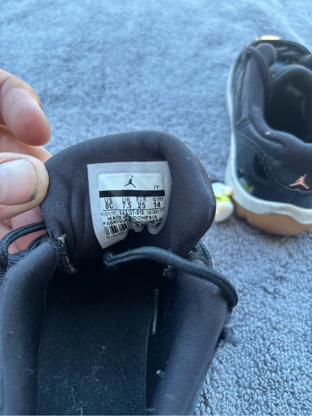 Jordan Kids Black Patent Low-Top Sneakers with Gum Soles